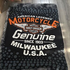 Harley-Davidson Black and Orange Motorcycle Throw